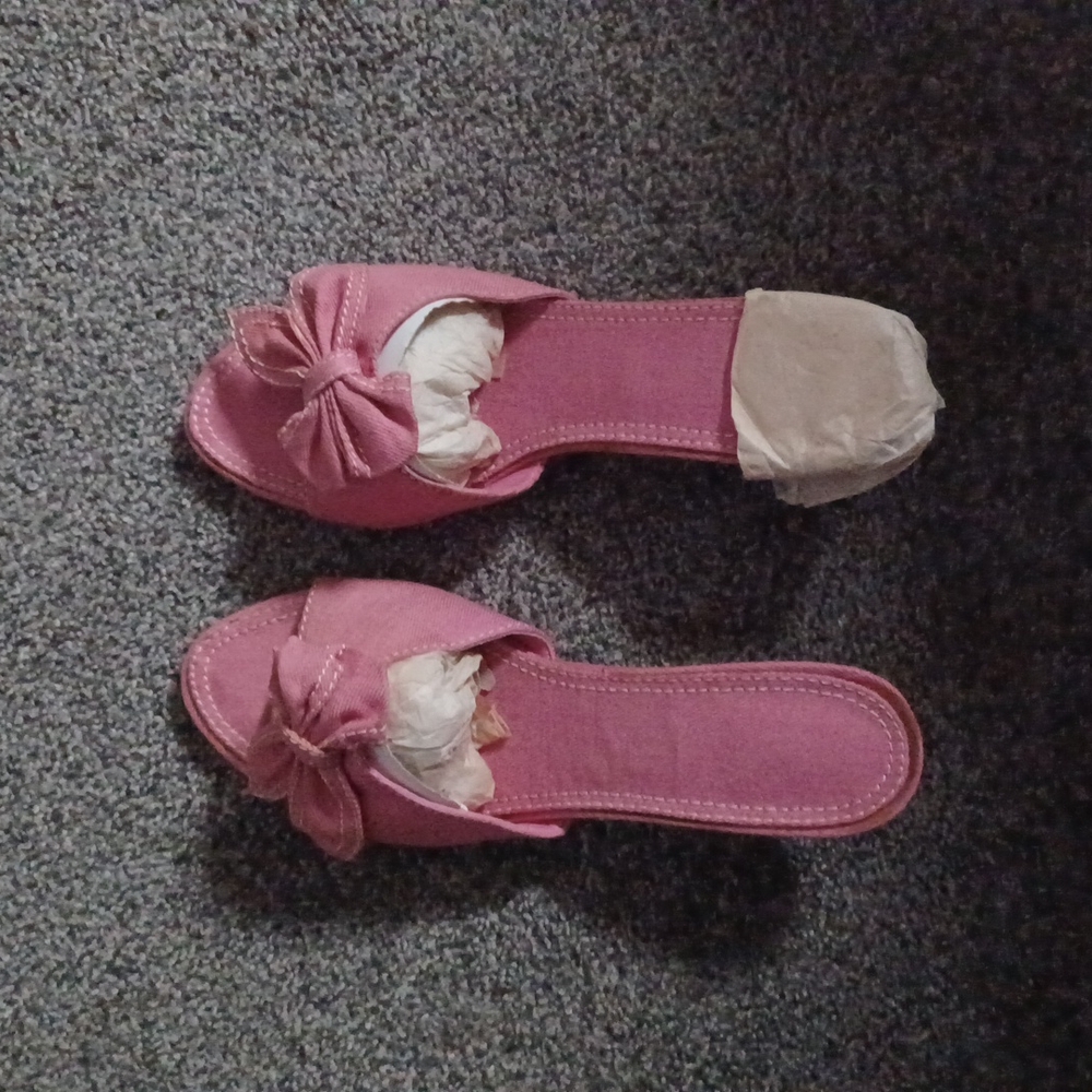 Pink Denim Slide w/Bow
